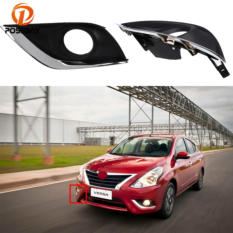 

POSSBAY Car Styling Front Bumper Fog Light Cover Fog Lamp Bezel Trim for Nissan Versa Sedan(B17) 2015 2016 2017 2018 Facelift