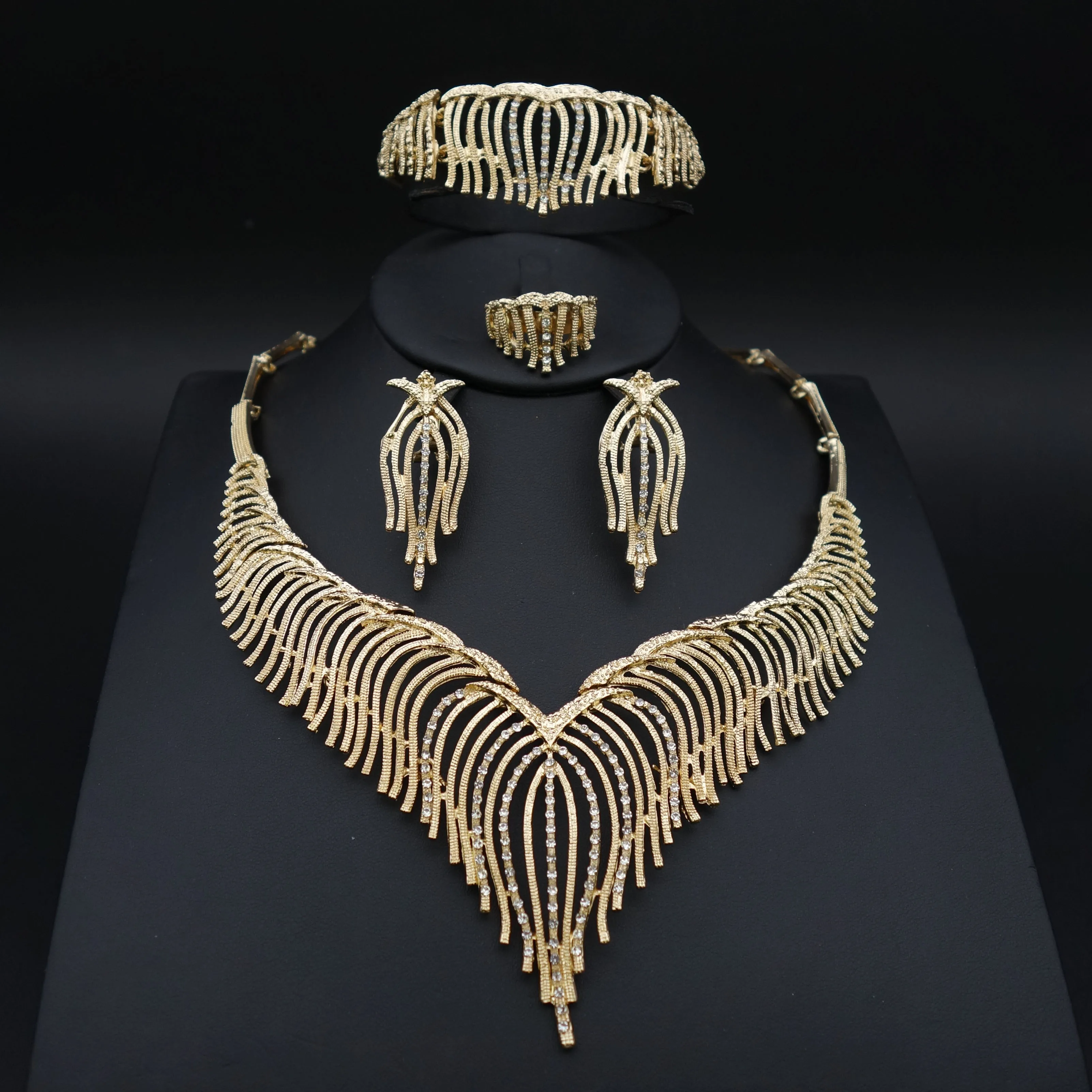

kinnier Fashion dubai African wedding bride bridesmaid party necklace earrings ring individuality jewelry set