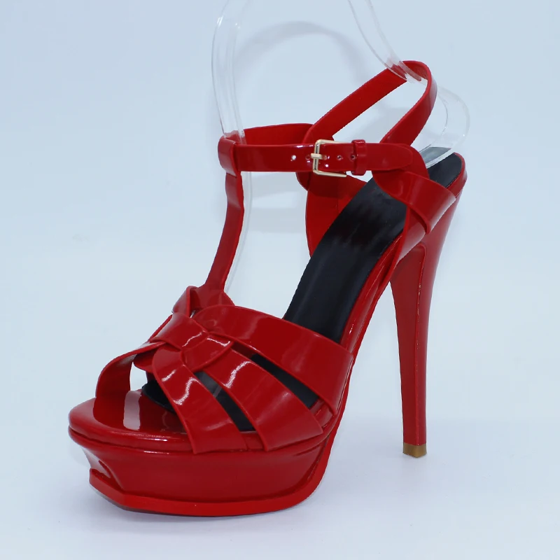 SARAIRIS/Новинка года; Брендовая женская обувь; 11 цветов; женская обувь на платформе и высоком каблуке 13,5-10,5 см; пикантные вечерние женские свадебные босоножки - Цвет: Red 13.5cmheels