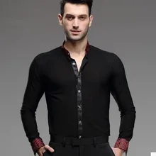 Мужская рубашка для латины, для взрослых, для латинских танцев, топы, Одежда для танцев, длинный рукав для танцев, платье вальс/Танто/Румба, одежда для бальных танцев