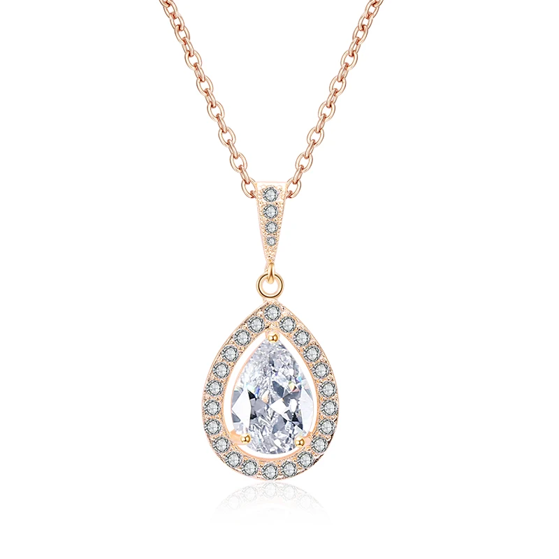 Fashion Water Drop Pear Shaped Pendant Necklace with Top Quality AAA+ Cubic Zircon For Female Jewelry | Украшения и аксессуары