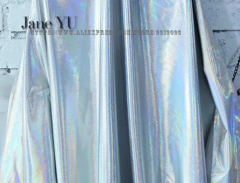 

JaneYU Mirage Laser Background Fabric Elastic Spandex Stage Costume Gold-stamped Fabric Decorative Fabric