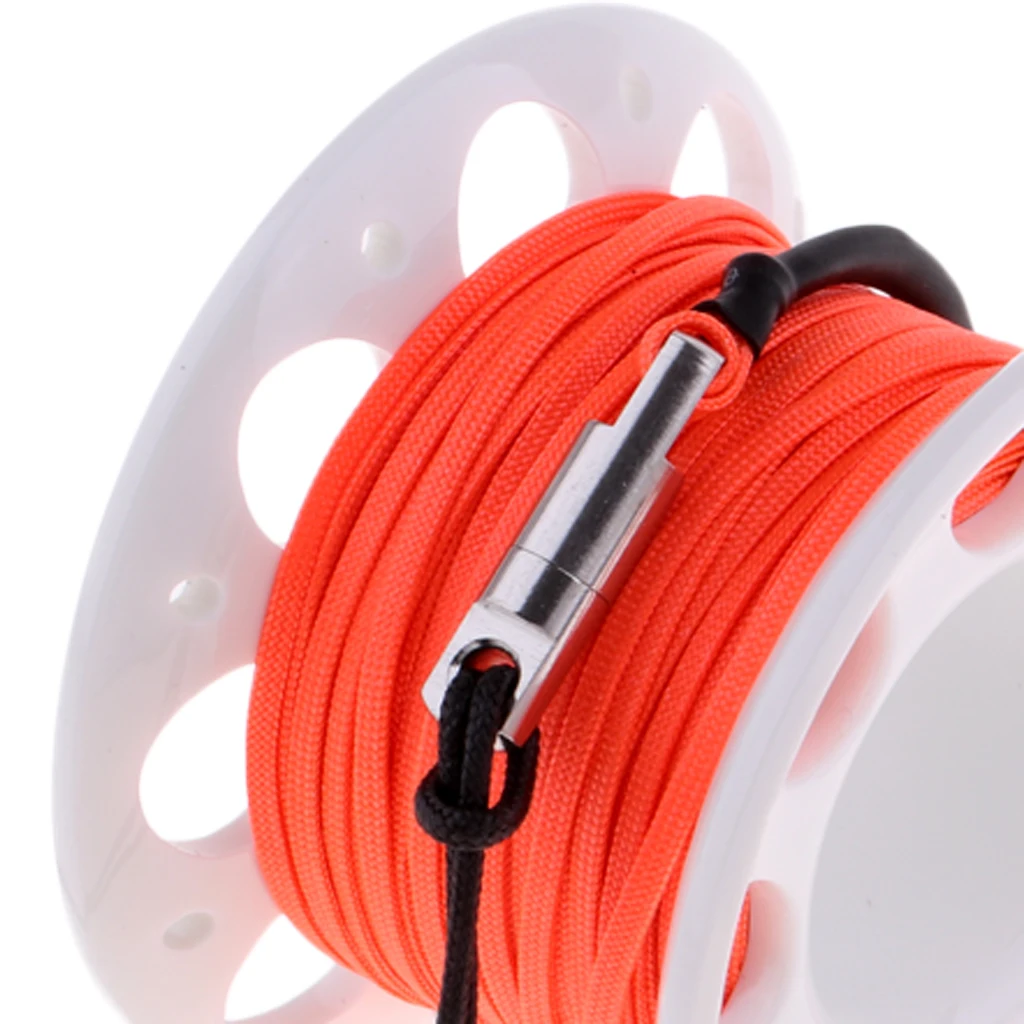 Scuba Diving Reel Spool Finger 15M/49ft Line Reels Double End Snap Bolt Swivel Clip Underwater Dive Safety Equipment