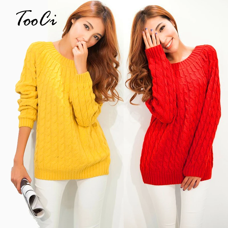 

9 Colours Women Sweater Pullovers Fashion Casual Long Sleeve O-neck Twist Knitted Christmas Sweter Casacos Femininos Desigual