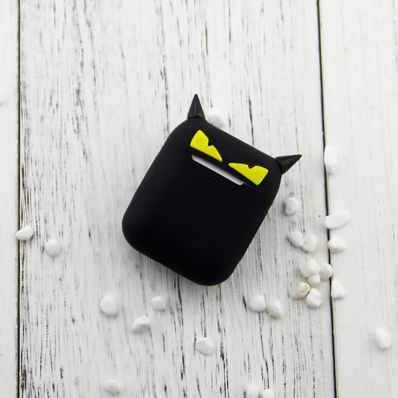 Airpods чехол противоударный for Apple Bluetooth наушники зарядки маленький демон Бэтмен ультра тонкий мягкий чехол милые защитная пленка - Цвет: black demon