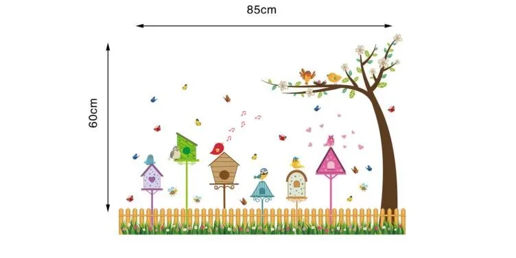  SK9085 Cartoon Bird Nest House Tree Branch Room Decal Wall Sticker Bedroom Kindergarten Cartoon Chi - 32811924971