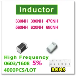 JASNPROSMA 0603 1608 4000 шт. SMD многослойные индуктор высокой частоты 5% 330NH 390NH 470NH 560NH 620NH 680NH новый высокого качества