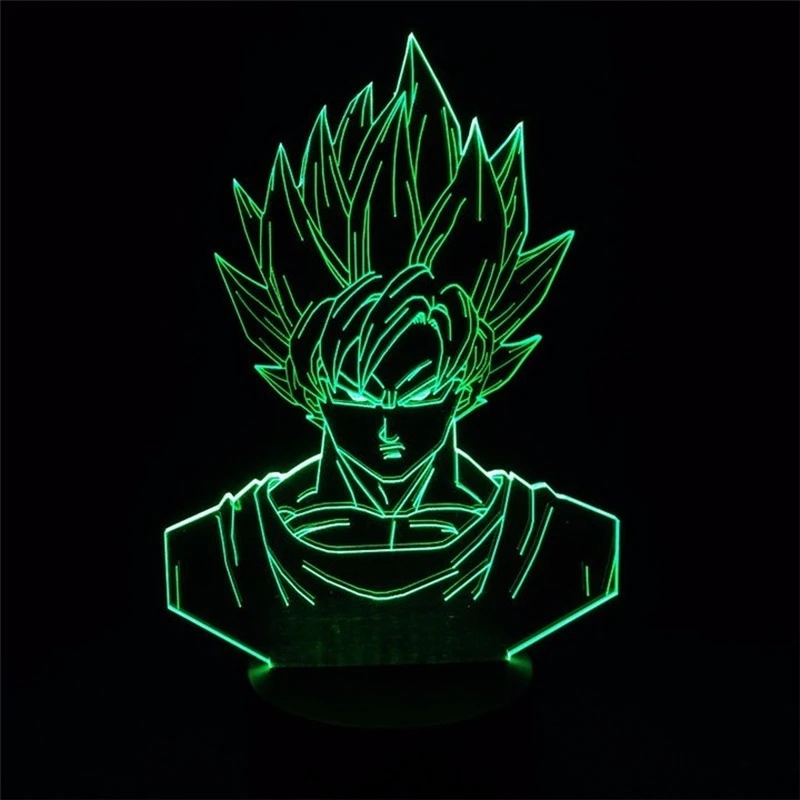 Dragon Ball Son Goku 3D Настольная Лампа Супер Saiyan светодиодный ночник комната декоративное освещение 7 цветов Изменение ночник для мальчиков