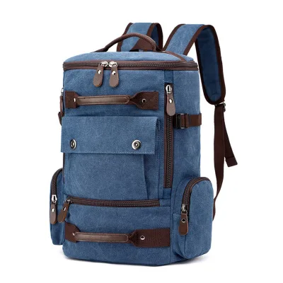 Брезентовый ранец для мужчин большой ёмкость Multi-function рюкзак для альпинизма и путешествий рюкзак для прогулок для мужчин сумка для ноутбука Рюкзаки - Цвет: Синий