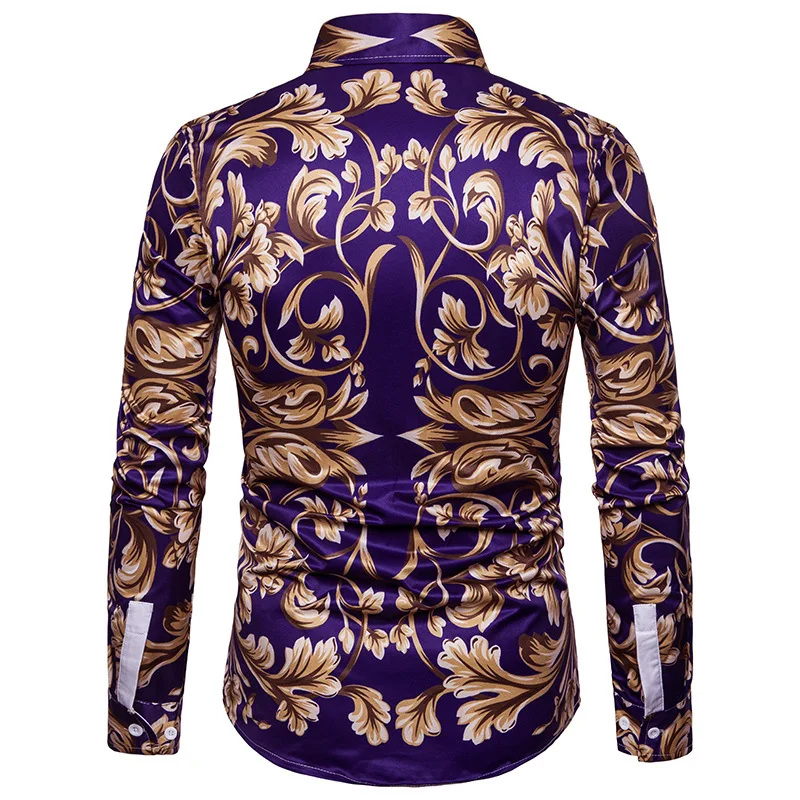 Dashiki Versace Medusa Shirt Long Sleeve Slim Baroque Dress Men Fit Camisa 2020