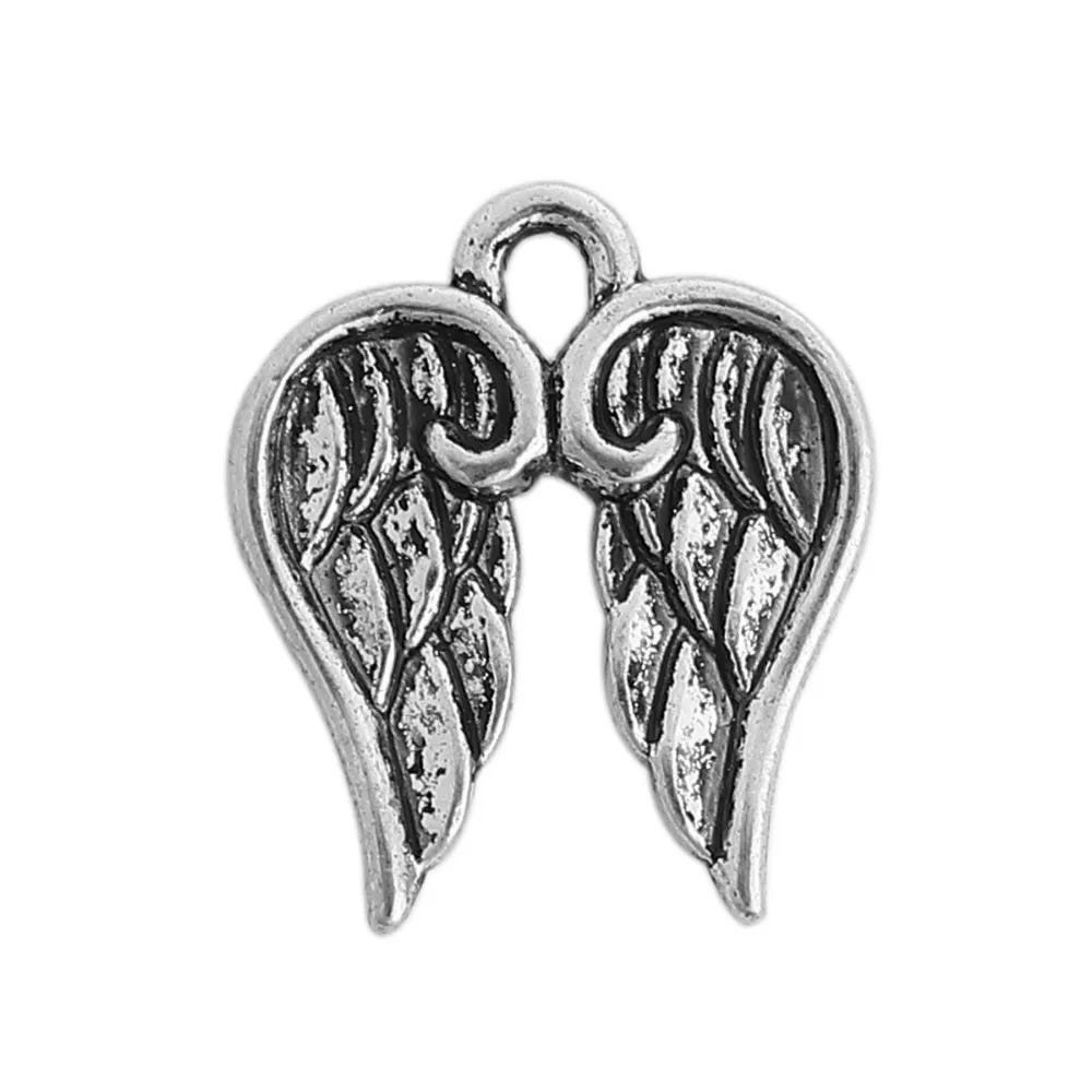 

DoreenBeads Zinc Based Alloy Antique Silver Charms Wing Pattern Fashion DIY Components Findings 17mm x 14mm( 4/8"), 50 PCs