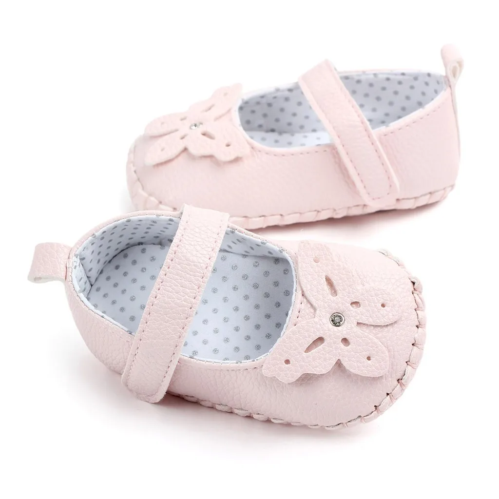 

Newborn Baby Girls Toddler Butterfly Cute Anti-Slip First Walkers Soft Sole Shoes