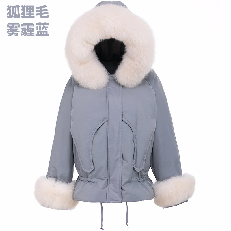 KMETRAM, пуховик с воротником из натурального Лисьего меха, женская зимняя куртка с капюшоном, женская одежда,, корейский пуховик, chaqueta mujer MY3349 - Цвет: blue-fox fur