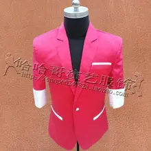 Красная одежда для мужчин модные костюмы дизайн masculino homme terno Сценические костюмы для певцов куртка для мужчин Блейзер танец Звезда Стиль платье