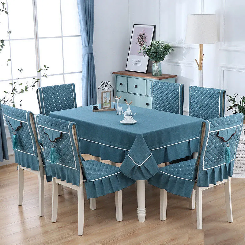 Plain Colour Dining Table Cover Camp Hotel Square Tablecloth Set Solid Chair With Tassel Dustproof For Banquet | Дом и сад