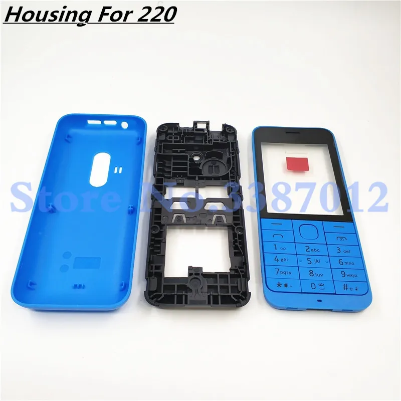 

Front Middle Frame Back cover Battery Cover For Nokia 220 Full Housing Cover Case + English Keypad + Logo