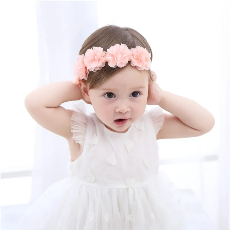 New Cute Sweet Headdress Children's Hair Accessories Newborn Children New Baby Girl Flower Headband Pink Hair Band