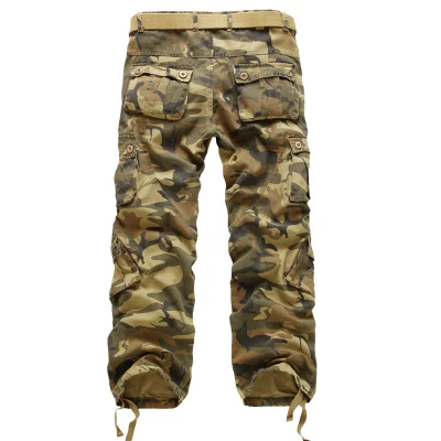 Мужские брюки-карго высокого качества, камуфляжные брюки, модные военные брюки на лето и весну, повседневная брендовая одежда, свободные мужские брюки - Цвет: 022-khaki camo
