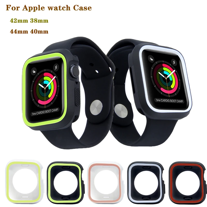 

Two-Color Silicone case Cover for Apple Watch 4 44/ 40mm Compatible with iwatch series 1/2/3 42/38mm men & women watches case