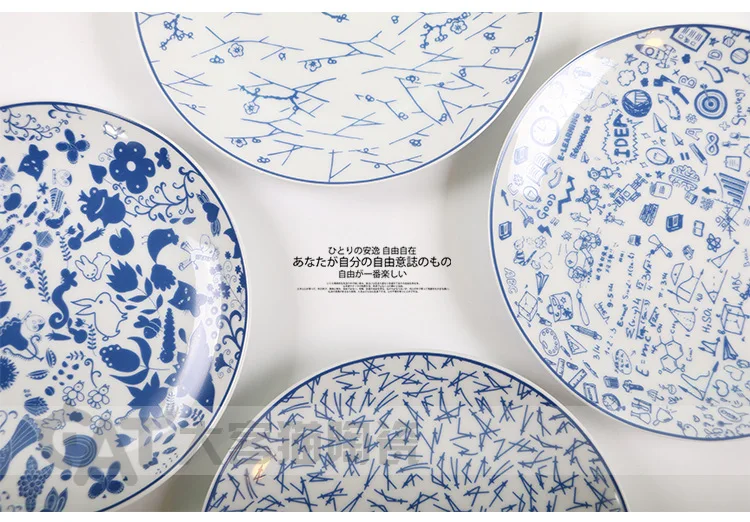 Креативные обеденные тарелки фарфор в японском стиле, кухонные блюда для стейков и салатов, керамическая домашняя декоративная тарелка, 8 дюймов, Прямая поставка