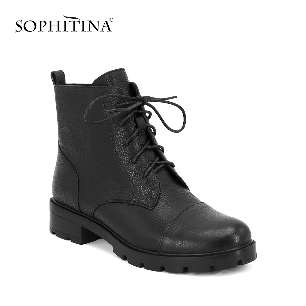 SOPHITINA/Ботильоны удобные и стильные из натуральной кожи черного цвета. Ботинки
