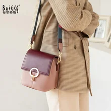 BRIGGS Genuine Leather Bucket Bag Crossbody Bags For Women Luxury Handbags Women Bags Designer Stitching leather Shoulder Bag цена BRIGGS Genuine Leather Bucket Bag Crossbody Bags For Women Luxury Handbags Women Bags Designer Stitching leather Shoulder Bag цены онлайн