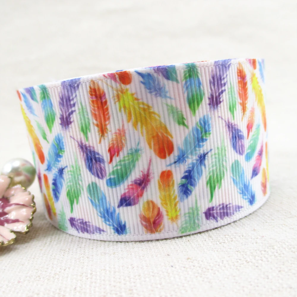 

David accessories 1.5" 38mm rainbow flower printed polyester ribbon 10yds,DIY handmade material,wedding gift,10Yc2361