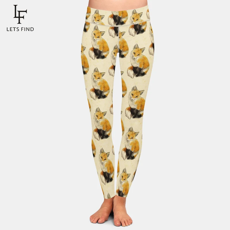 compression leggings LETSFIND Brand Fashion New Hot Sale Women Fox Print Leggings High Waist Elastic Leggings Plus Size Women Pants yoga leggings
