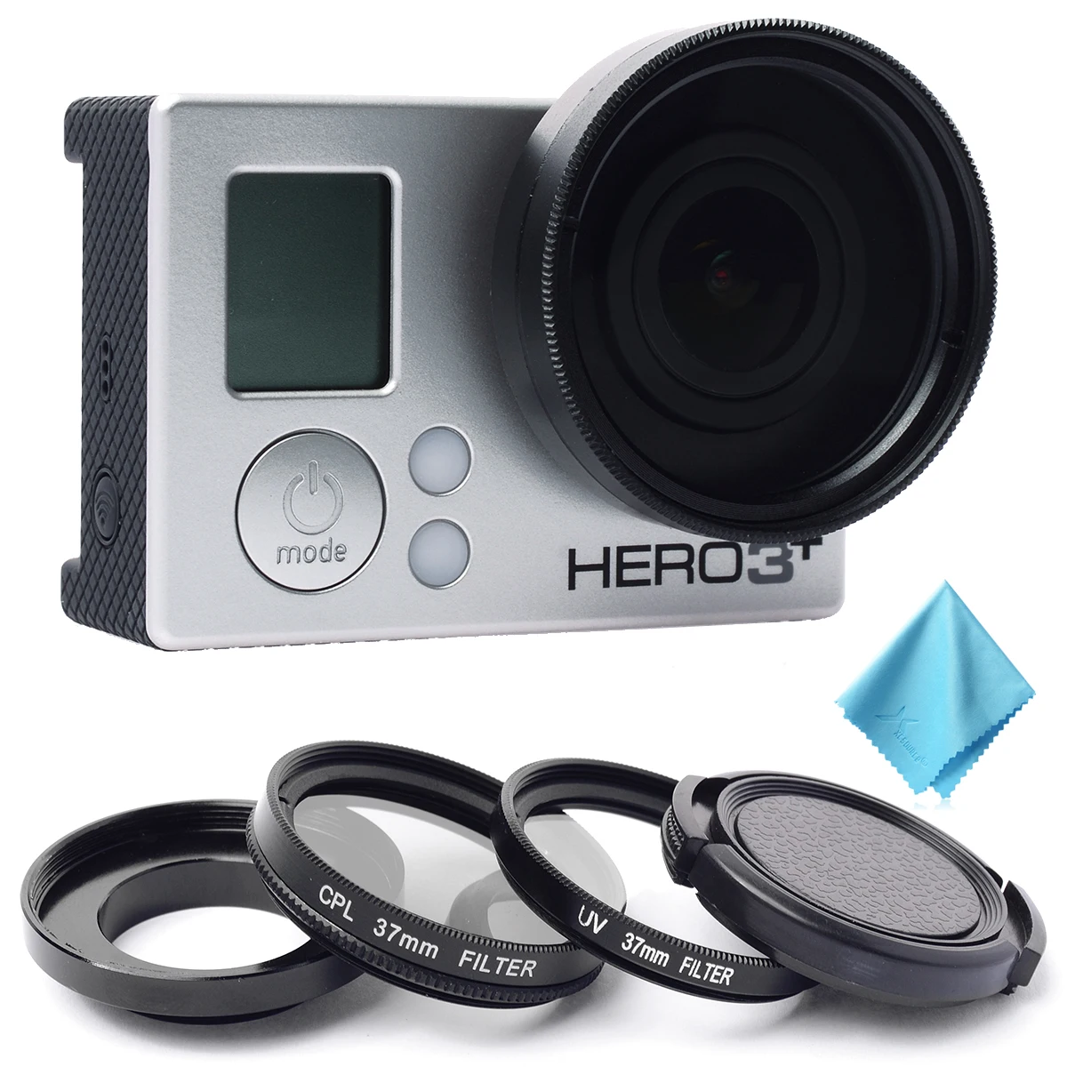 Phot-R/® 37mm UV CPL Filter /& Lens Cap Adapter Ring for GoPro Hero 3 3 Action.