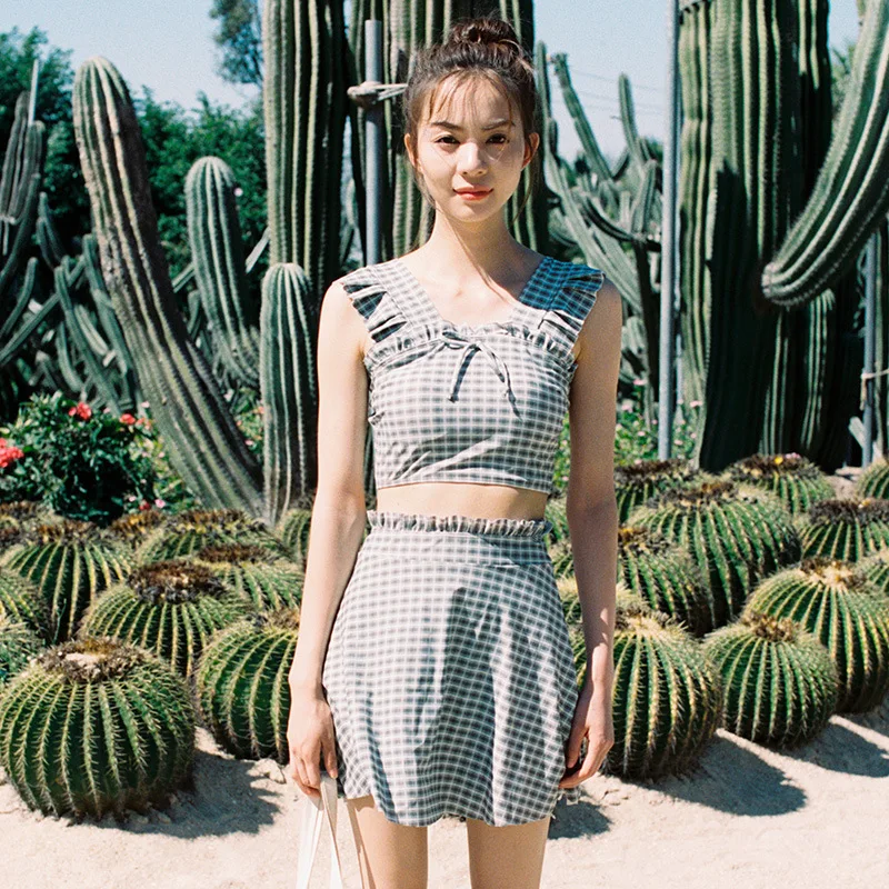 

Tankini Swimsuits For Women Bather A Whole Bathing Suit Women's Two-Piece Swimsuit Biquinis Split Three Piece Skirt Korean 2019