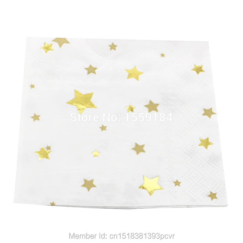 

Free Shipping 48pcs Foil Gold Star Napkins Party Cocktail Napkins Gold Foil Beverage Napkins Paper Baby Shower Wedding Favor