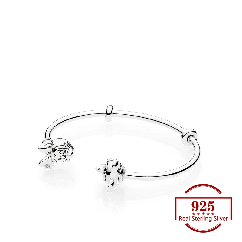 

2019 925 Sterling Silver Minnie Avatar Open Bracelet Trendy Jewelry Fits Charm Bracelet DIY for Women Party Lover Gift