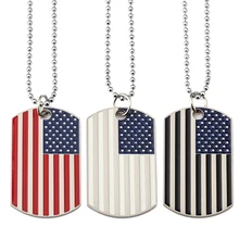 NYUK 10pcs/Lot 3 Color America Flag Military License Charm Pendant Necklace For Men Women Gift With Long Chain Fashion Jewelry