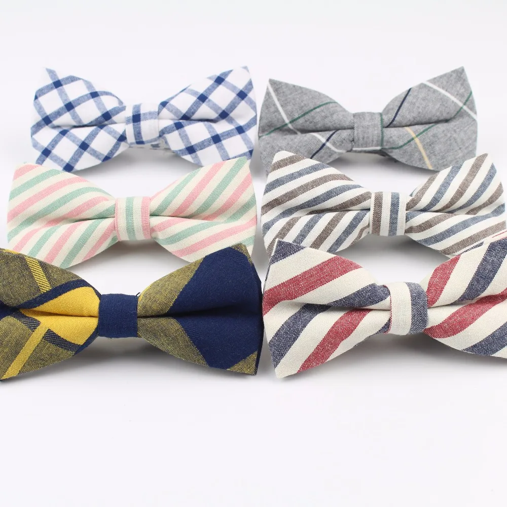 

Men Cotton Bowtie Wedding Gentlemen Business Bow Tie England Rainbow Plaid Striped Neck Ties Women Skinny Gravatas Cravat