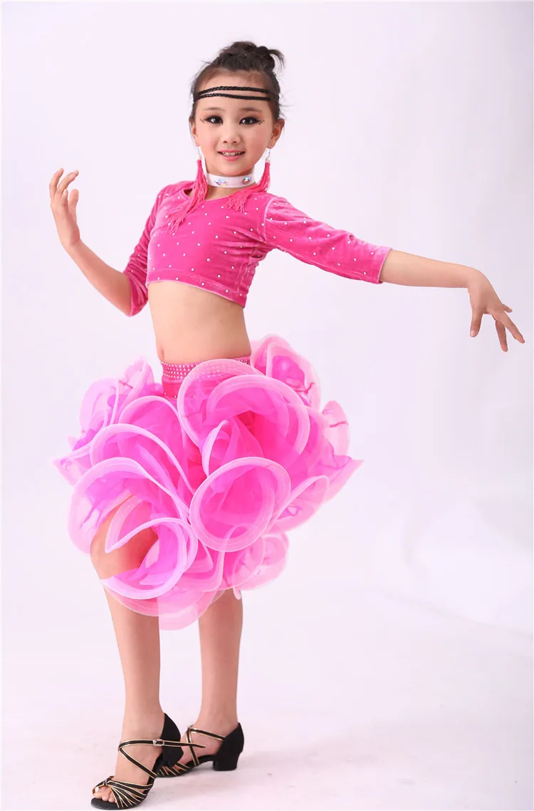 4 шт., детское платье для латинских танцев детский бальный костюм для танцев современное танцевальное платье для девочек Женская Одежда для танцев на сцене, Vestido, 89