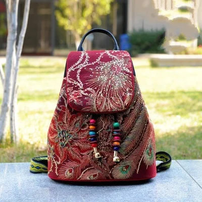 

Fashion National Embroidery Women Shopping backpacks!Nice Animal prints Lady Hasp backrack Wholesale Bohemian Canvas backruck