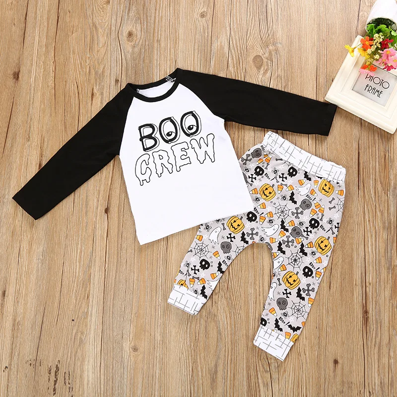 Halloween Newborn Baby Boy Clothing Pumpkin Suits Long Sleeve Tops With Pants Baby Set Clothes