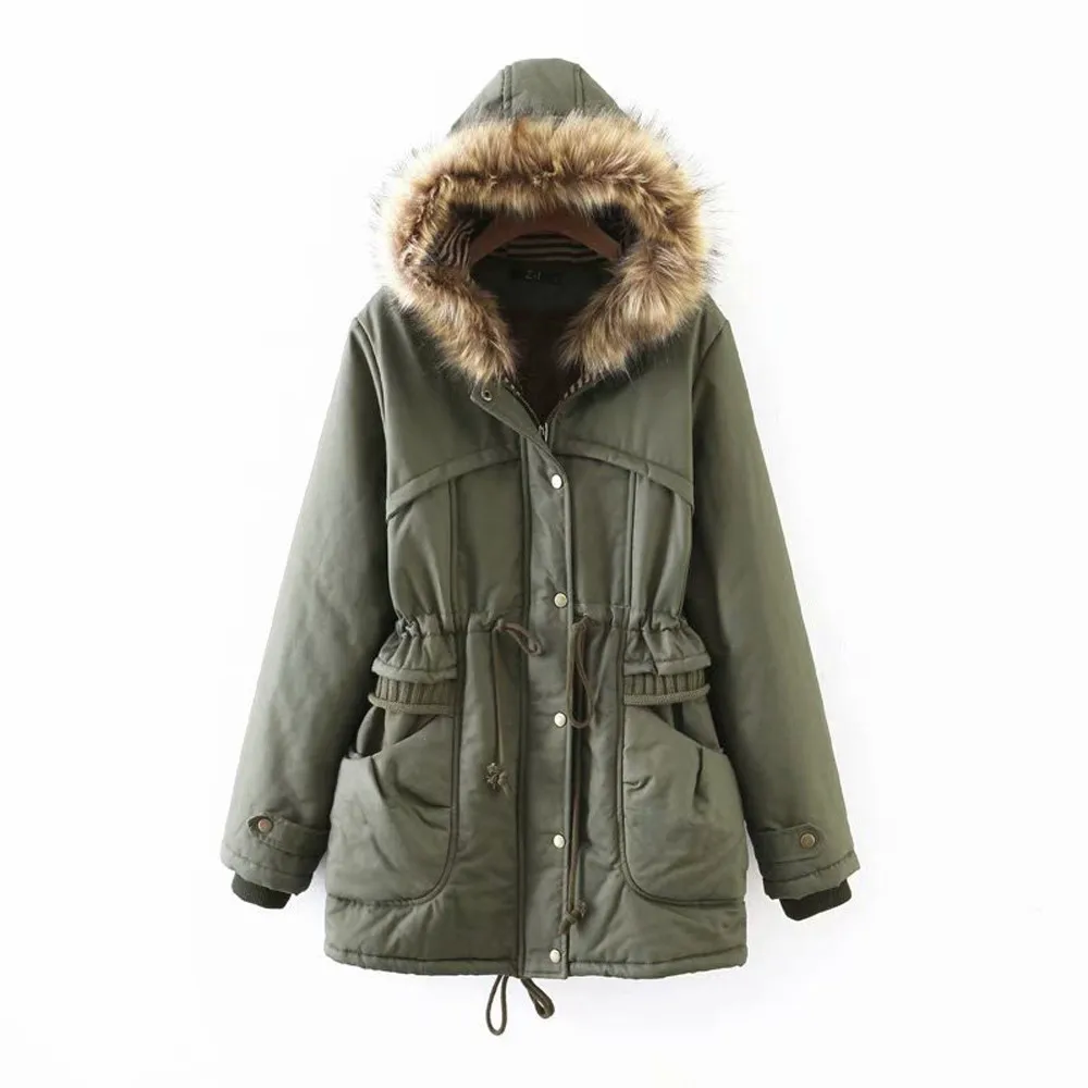 Épaississement Hiver Veste D'hiver Manteaux Femelle Green Capuchon À Coton Nouveau Pour Parkas Manteau Femmes Army qB4nW0w7