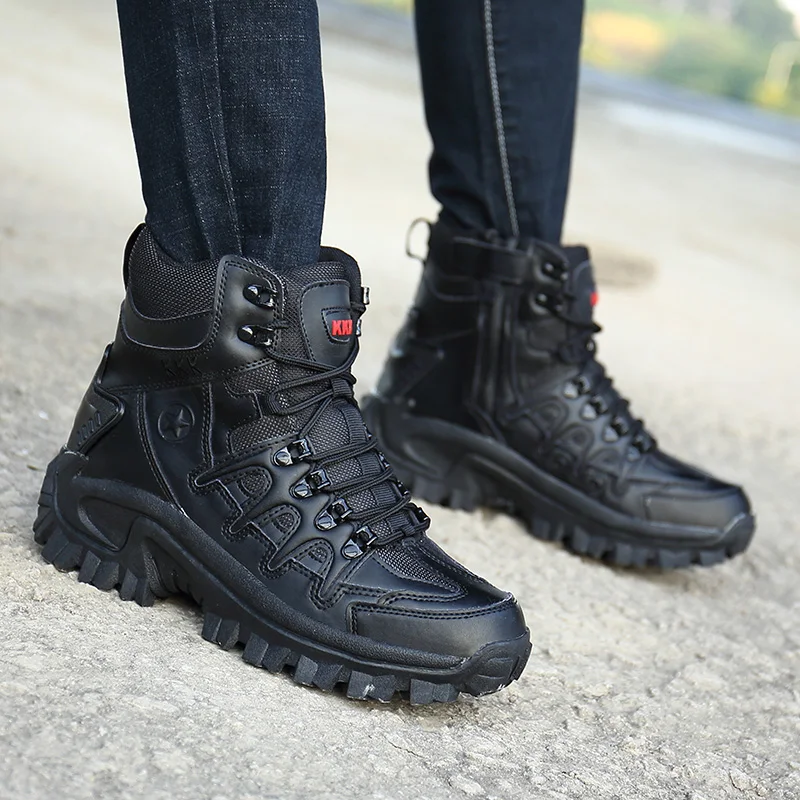 

2019 Men Military Army Boot Black Desert Combat Tactical Ankle Boots Men Genuine Vintage Lace Up Waterproof Shoes HH-808
