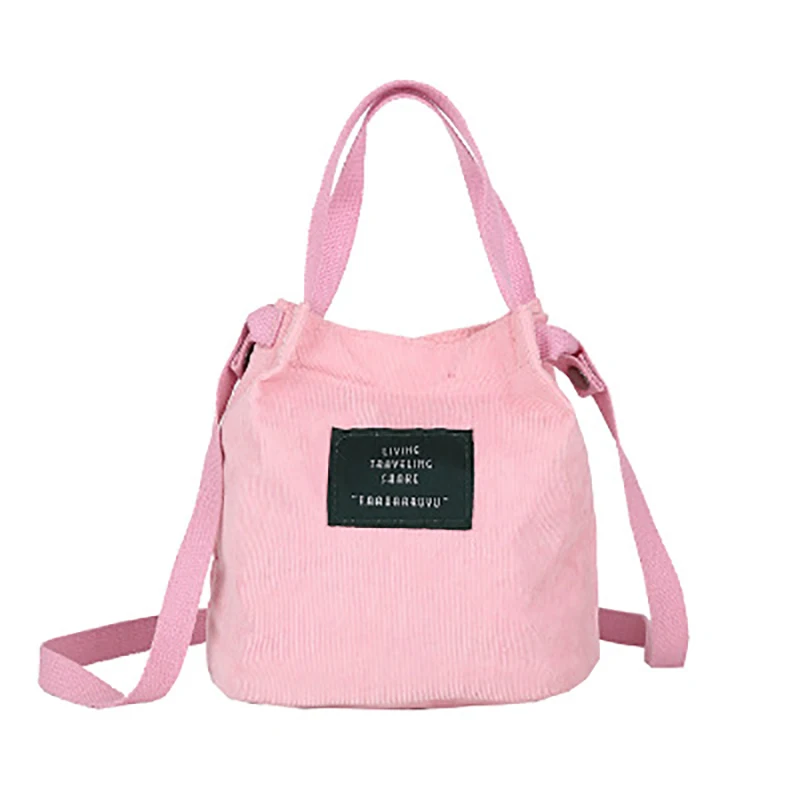 

2019 Fashion Vintage Corduroy Canvas Handbags Women Simple Solid Color Shoulder Bag Hand bag Shopping Bucket Pouch for Ladies