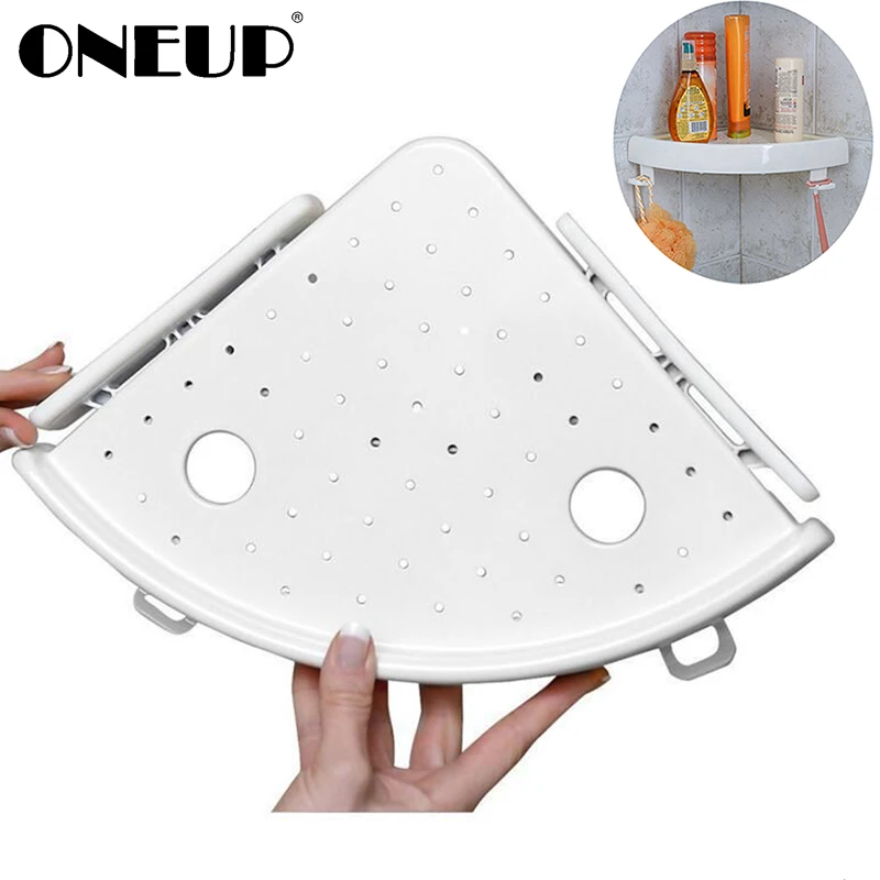 

ONEUP Bathroom Plastic Corner Storage Rack Cosmetic Storage Organizer Shower Wall Shelf Home Kitchen Bathroom Shelves