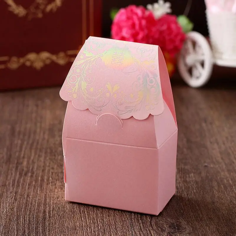 

50pcs/lot Creative Paper Favors Box Wedding Gifts Candy Boxes Print Baby Shower Candy Box Wedding Event Party Supplies