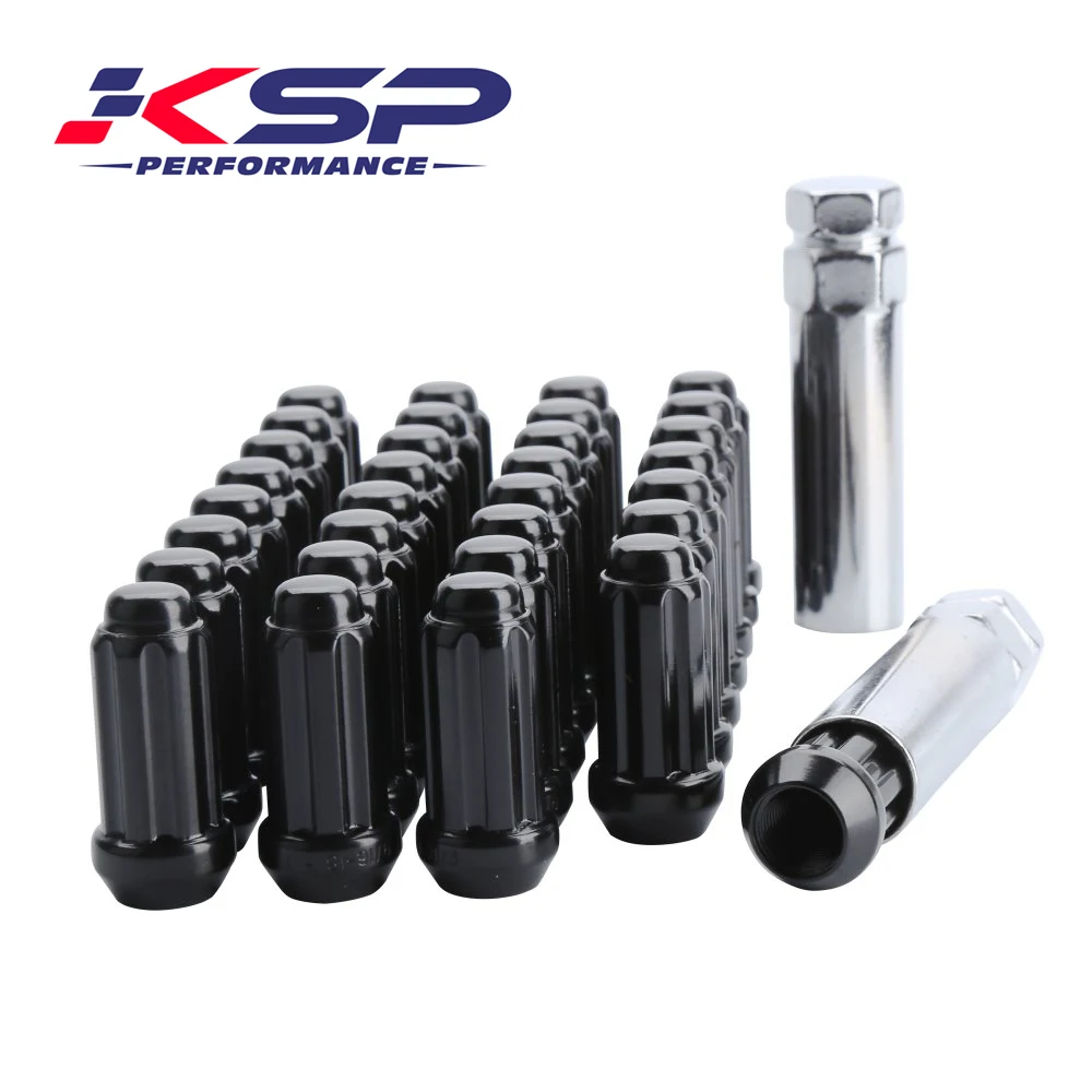 KSP 32PC 9/16 18 Duplex Thread BLACK TRUCK 7 SPLINE LOCKING LUG NUTS