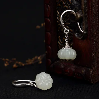 

925 Silver Jewelry Natural Gemstone Ethnic Pumpkin Earrings For Women Wholesale Lots Bulk Jewelry Pendientes Mujer