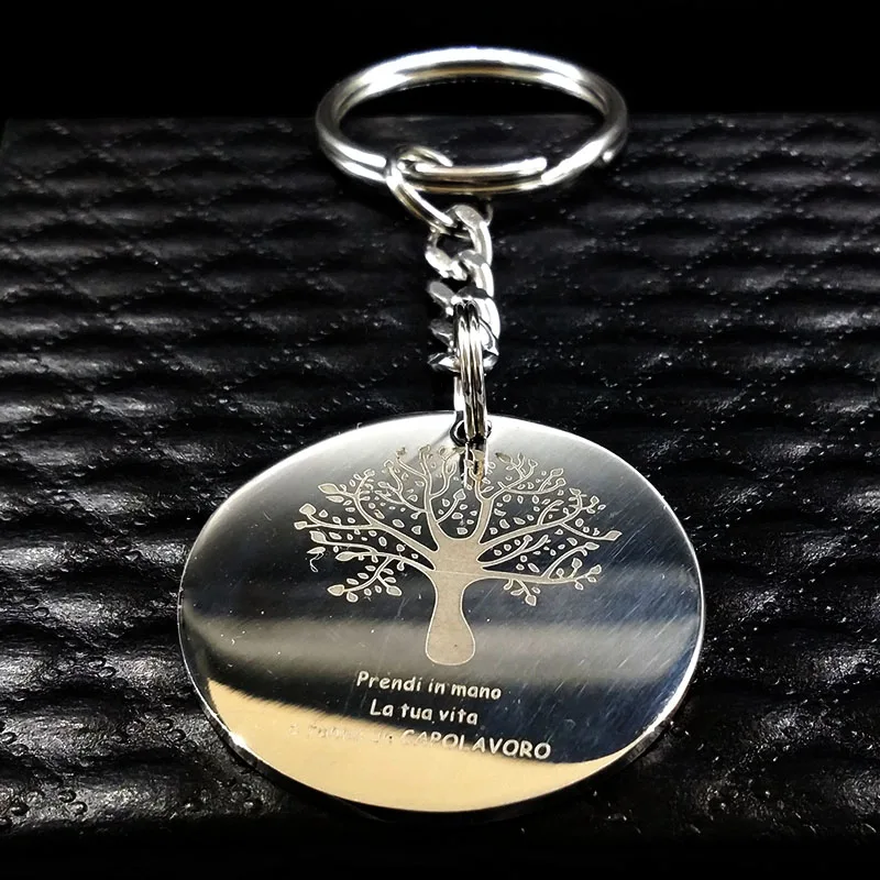 2018 nueva moda de árbol de la vida llavero de acero inoxidable de Color plata llavero de la joyería de las mujeres regalos de llavero mujer K7625B