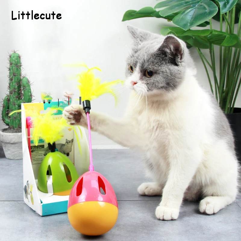 

Interactive Dog Cat Toy Feather Pet Sound Squeak Ball Toys Pets IQ Training Playing Scratching Cats Wand With Bell For Dogs Cats