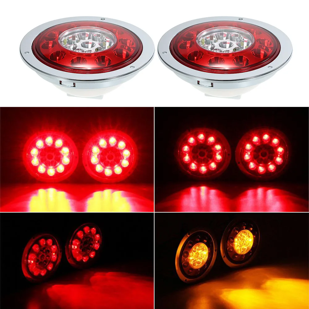 2X 12V 24V 4 3 19 LED Car Truck Trailer Lorry Brake Stop Turn Tail Light