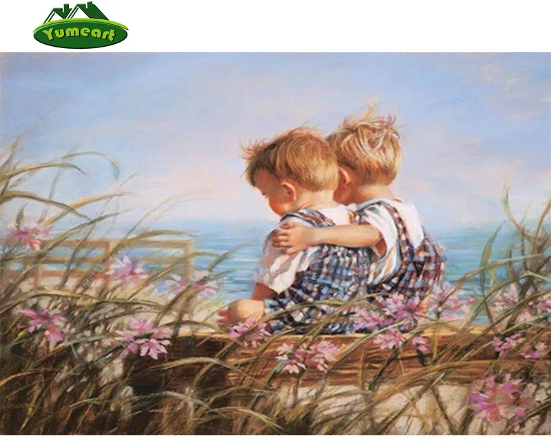 

YUMEART Two Children Wholesale 5D DIY Diamond Painting childhood Home Decoration Rhinestone Wall Stickers Embroidery Needlework
