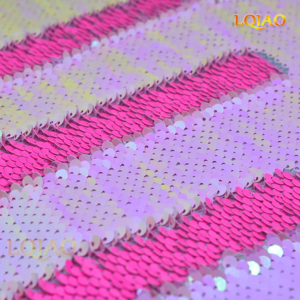 Neon Pink Iridescent Reversible Sequin Fabric 04