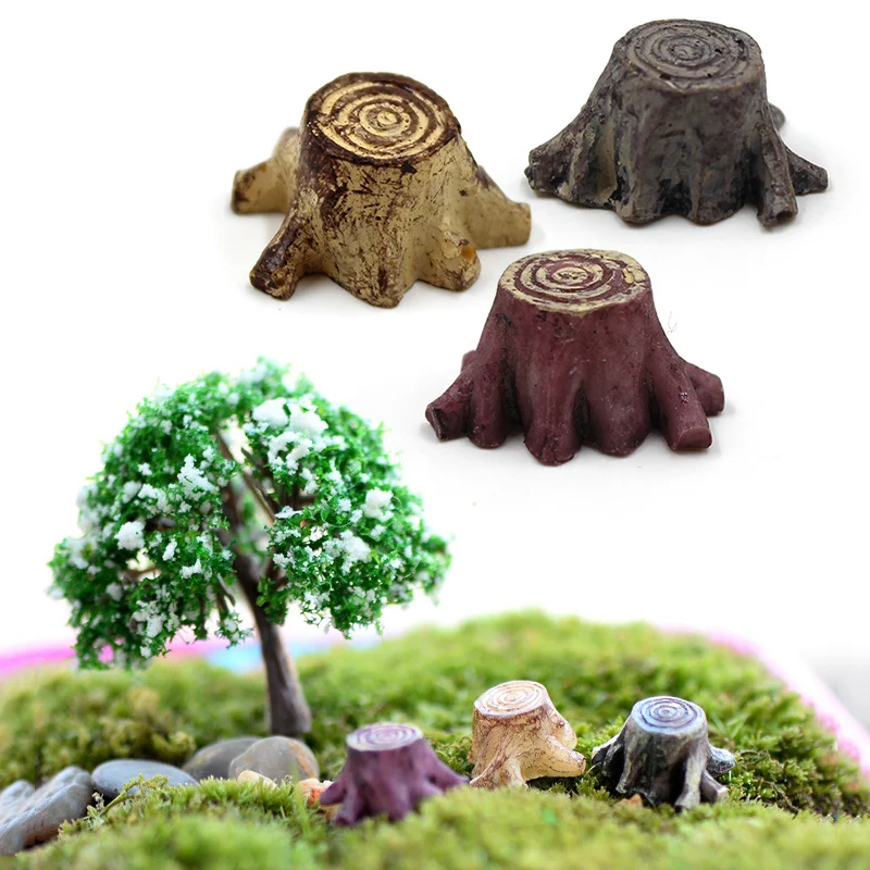 

10PCS DIY Tree Root Stump Butt Resin Fantasy Miniatures Fairy Garden Terrarium Home Decor Crafts Bonsai Props Aquarium Decor